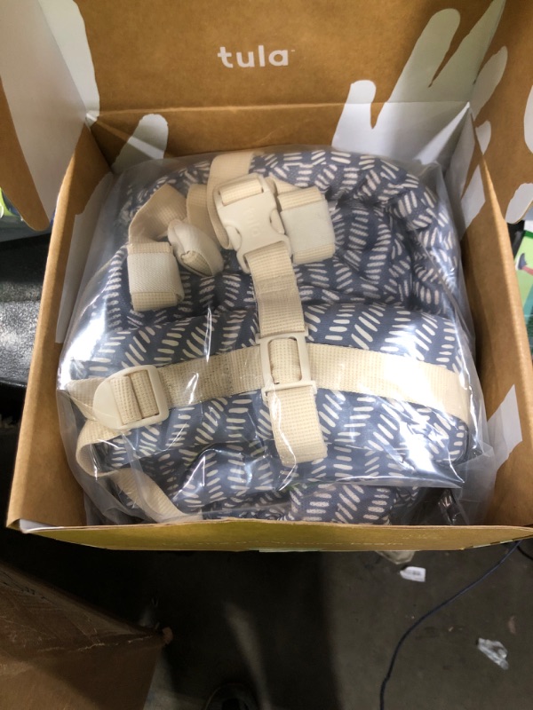 Photo 1 of Baby Tula Breathable Mesh Explore Panel Free-to-Grow Baby Carrier - Adjustable, Newborn to Toddler Carrier - Ergonomic Fit for 7lbs to 45lbs - 3 Position Carrying Options - Beyond (Steel Blue/Dash)