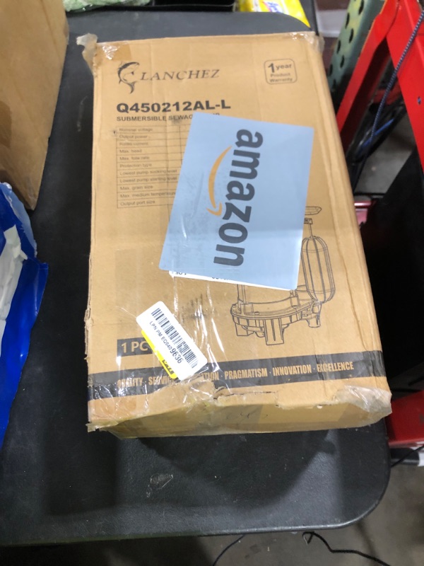 Photo 1 of LANCHEZ 1/2 HP Submersible Cast Iron and Stainless Steel Sump Pump with Integrated Vertical Float Switch, 5200 GPH, Heavy Duty Basement Sewage Pump, 1-1/2" NPT Discharge Effluent Pump