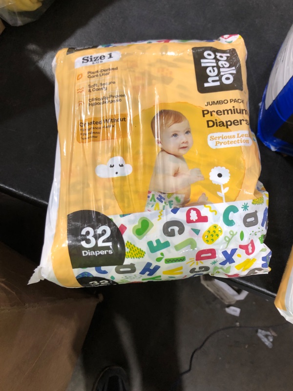Photo 1 of Hello Bello Premium Baby Diapers Size 1, 32 Count of Disposable, Extra-Absorbent, Hypoallergenic Baby Diapers with Snug and Comfort Fit, Alphabet Soup