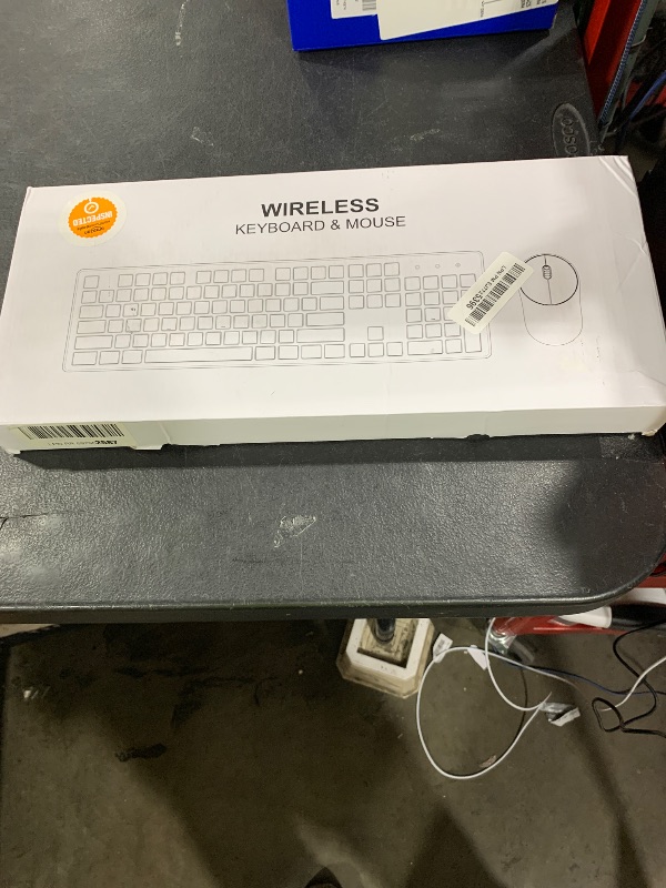 Photo 1 of Wireless Keyboard and Mouse, WisFox Full-Size Wireless Mouse and Keyboard Combo, 2.4GHz Silent USB Wireless Keyboard Mouse Combo for PC Desktops Computer (Pink and White)