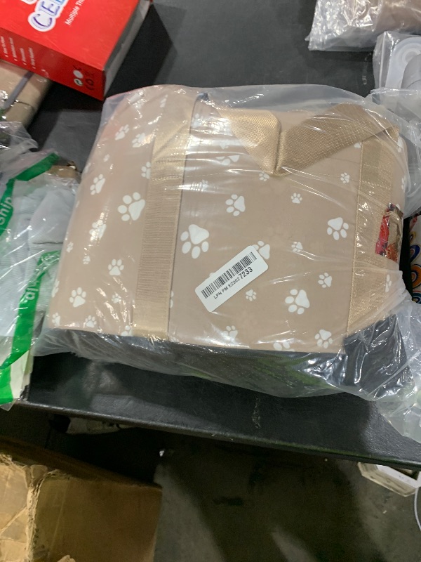 Photo 1 of Cullaby Dog Car Seat for Small Dogs (Under 15 lbs) – Center Console Pet Carrier with Safety Belt, Storage Pockets & Removable Washable Cover (Khaki Car Seat)