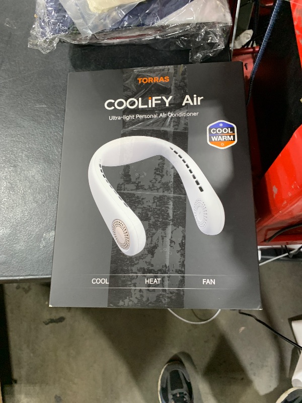 Photo 1 of TORRAS [COOLiFY Air?2024 Upgrade Neck Air Conditioner, Ultra-Light Portable Neck Fan Rechargeable, Personal Cooling Device Neck Fans that blow cold air with 3 Modes Fan/Cooler/Heat, White