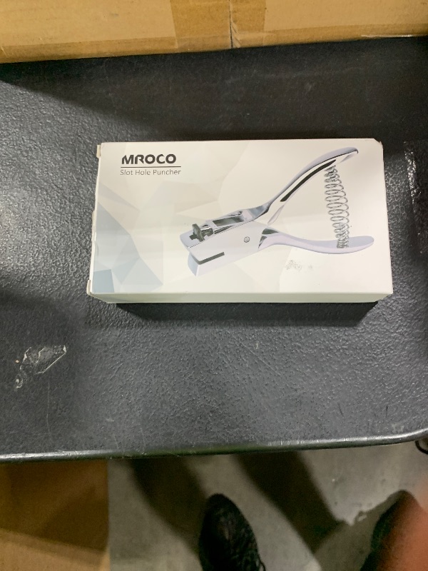 Photo 1 of MROCO Hole Punch One Slot Badge Punch for ID Cards, Handheld, No Burrs, Metal Badge Puncher, 15mm x 3mm Hole Size