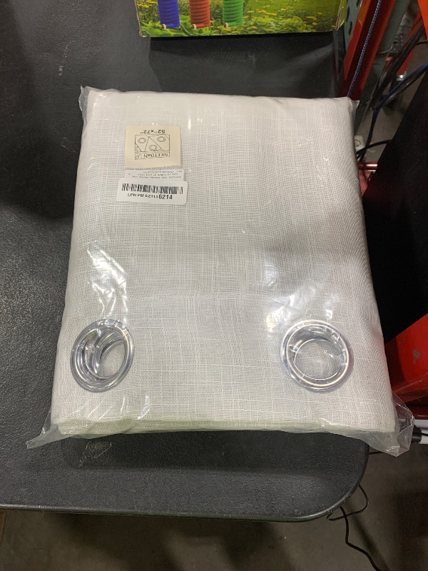 Photo 1 of NICETOWN 100% Absolutely Blackout Linen Curtains 2 Panels Set with Thermal Insulated White Liner, White, 52 inches Wide, 72 inches Length Energy Saving Curtains for Living Room, Vertical Blinds