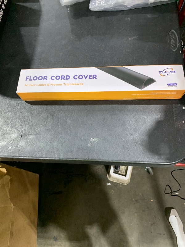 Photo 1 of Cord Cover Floor 34in (2 x L17in), Large Capacity Floor Cable Cover, Hard PVC Cord Hider, Wire Cable Management Raceway, Black, Cord Cavity - 1.8"(W) x 0.6"(H)