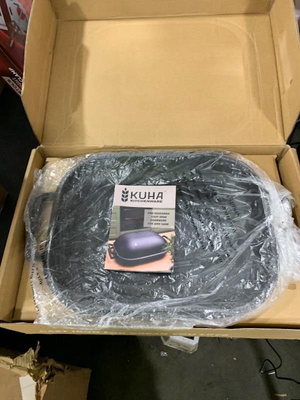Photo 1 of KUHA Cast Iron Bread Pan with Lid + Bread Lame - Black Heavy Duty Cast Iron Loaf Pan for Homemade Breadmaking - Pre-seasoned Bread Oven