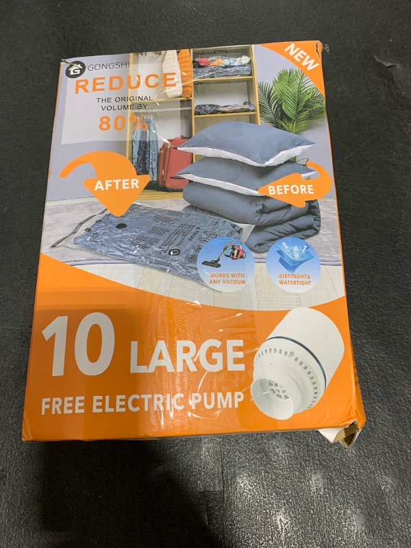 Photo 1 of 10 Large Vacuum Storage Bags with Electric Pump, Plastic Packaging Bags,Space Saver Bag for Clothes, Mattress, Blanket, Duvets, Pillows, Comforters, Travel