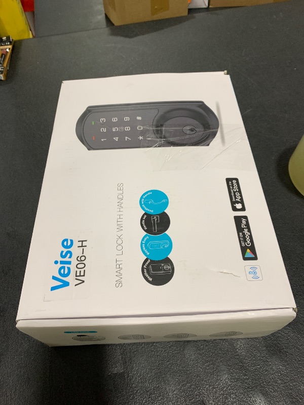 Photo 1 of Veise VE06-H Smart Front Door Lock Set, App Control, Keyless Entry Deadbolt with Lever Handle, Electronic Digital Touchscreen Keypad, Auto Lock, Easy Install, Matte Black