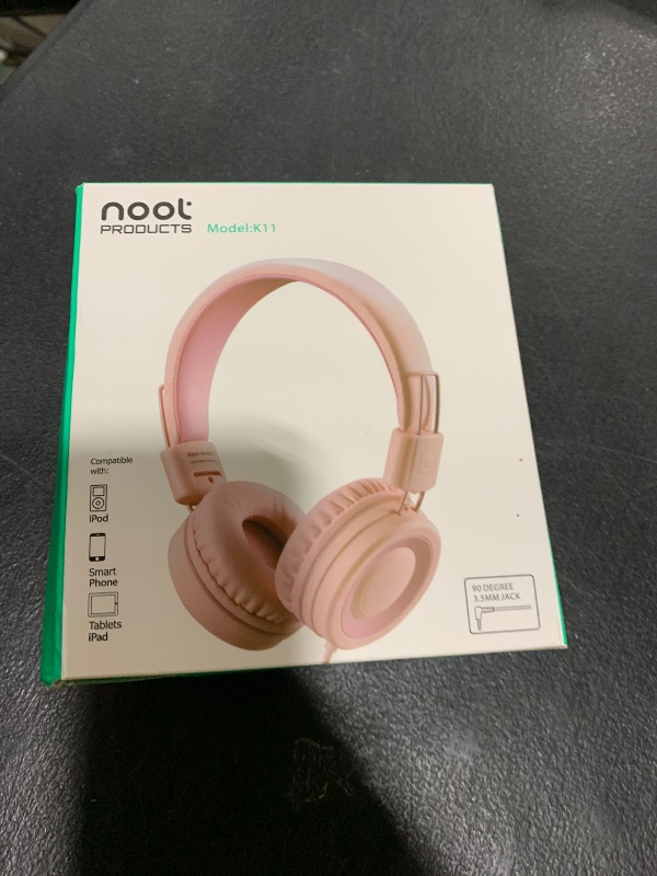 Photo 1 of noot products Kids Headphones K11 Foldable Stereo Tangle-Free 5ft Long Cord 3.5mm Jack Plug in Wired On-Ear Headset for iPad/Girls/Boys/School/Laptop/Travel/Plane/Tablet-Soft Pink