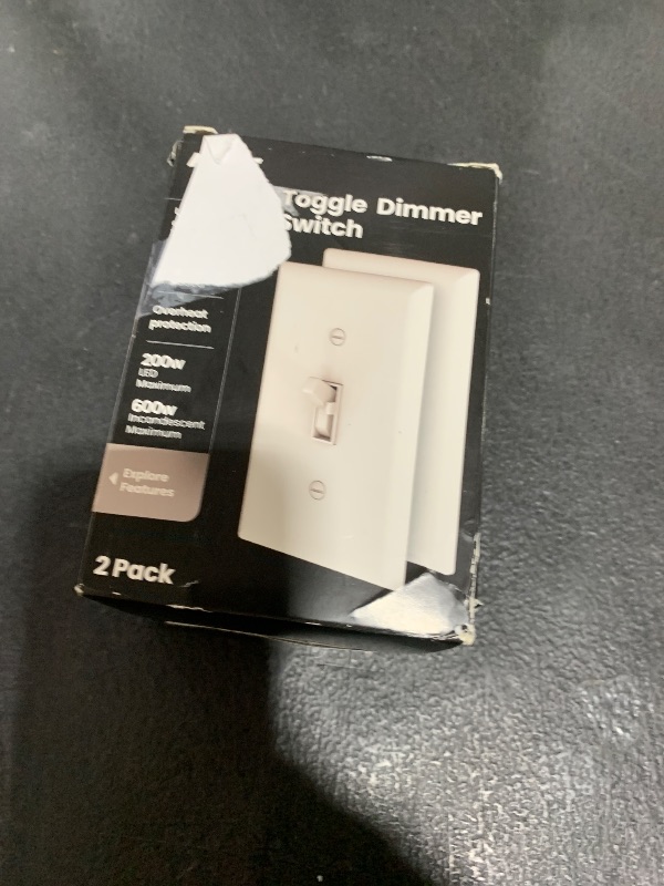 Photo 1 of Feit Electric Dimmer Switch for Dimmable LED Light Bulbs, Single Pole or 3-Way Toggle, Wall Plate and Wire Nut Installation Included, DIM/Toggle/2, 2 Pack