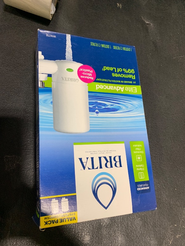 Photo 1 of Brita Faucet Mount Water Filter System, White, No-Wait Filtration, Easy Install, Multi-Use Tap Water Filter for Kitchens, Bathrooms & Small Spaces