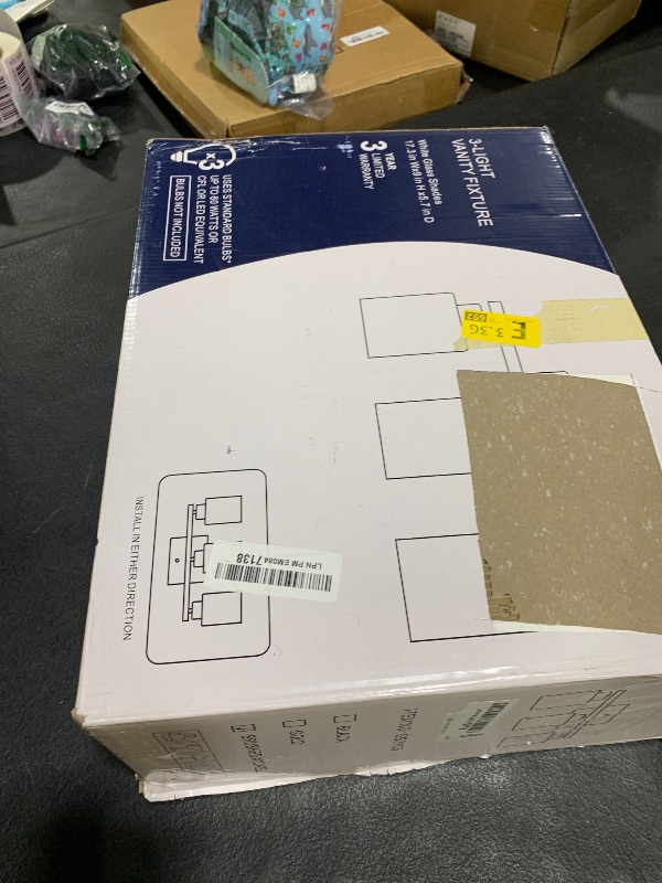 Photo 1 of FonmYim Brushed Nickel Bathroom Light Fixtures, 3-Light Modern Vanity Light Over Mirror, Wall Sconces with Milky White Frosted Glass Shades, E26 Socket (Bulbs Not Included)
