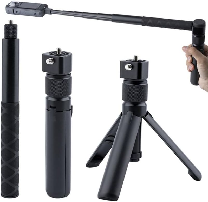 Photo 1 of Time Bundle Handle Tripod Rotating Grip with Invisible Selfie Stick for Insta 360 x4/x3 DJI Osmo360 Pocket 3 Gopro UniversalAction Camera (47inches Set)