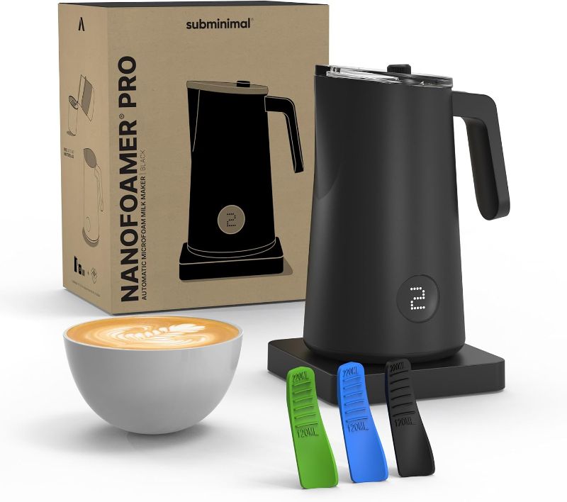 Photo 1 of Subminimal NanoFoamer Pro Gen-2 – Revolutionary Hands-Free Microfoam Milk Maker for Cafe-Quality Foam, Coffee Bar Accessories for Dairy & Plant-Based Milk, Perfect Coffee Gifts – US Plug Type