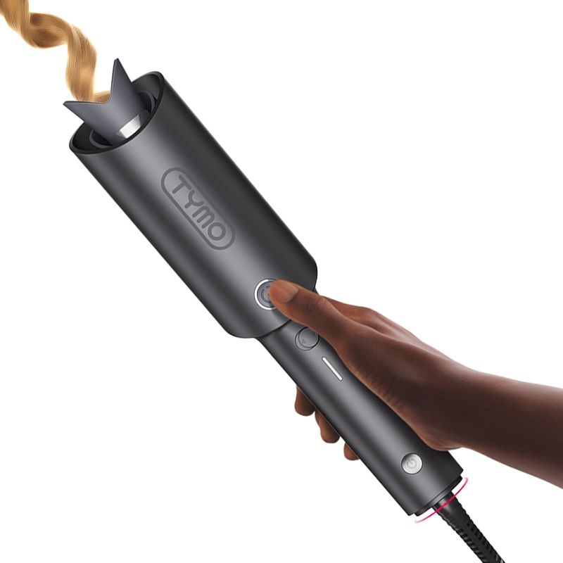 Photo 1 of TYMO Automatic Rotating Curling Iron - TYMO CURLPRO Beach Waves Curling Wand, Portable Hair Curler, 500 Million Ionic, Dual Voltage & Lightweight for Travel, Ceramic Coating, 1 Inch, Metallic Gray