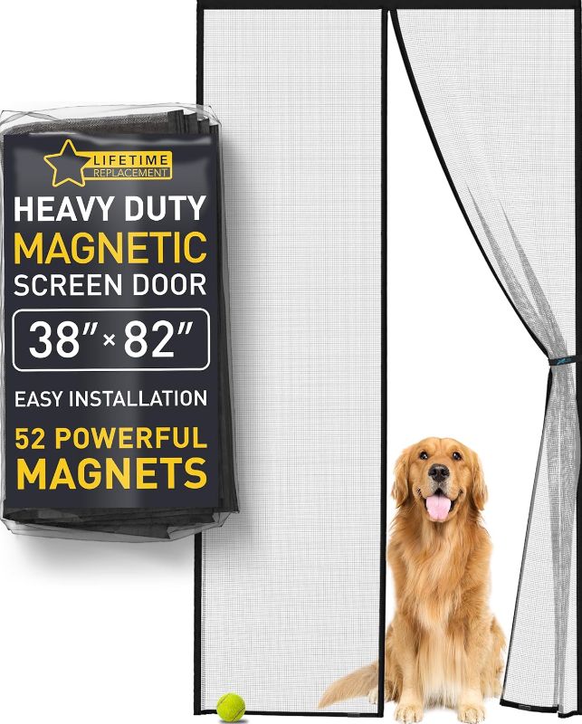 Photo 1 of Flux Phenom Magnetic Screen Door – 2025 Upgraded Fine Weave Mesh Screen, Heavy Duty 52 Magnets, No-Gap Seal, Pet & Scratch Resistant, Includes 2 Easy Install Kits, 38"x82"