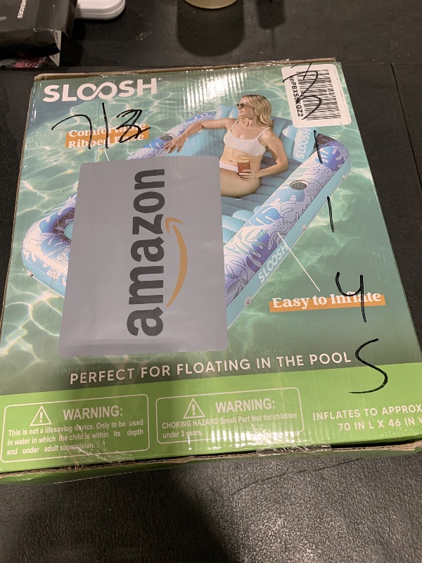 Photo 1 of SLOOSH Inflatable Tanning Pool Lounger Float, 70" x 46" Pool Floats Adult with Pillow, 4 in 1 Suntan Tub Raft Floatie,Sunbathing Bed Lounge for Water Blow Up Kids Ball Pit Party Gifts, L-Blue