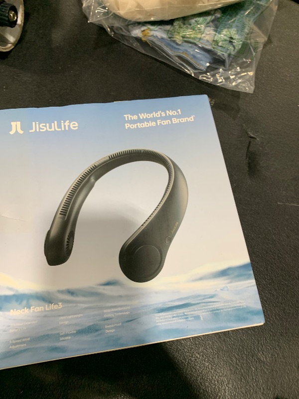 Photo 1 of JISULIFE Portable Neck Fan, Hands-Free Bladeless, 5 Speeds, 4000 mAh Battery Operated Wearable Personal Fan, Twistable, Rechargeable, Gift for Women Men-Black