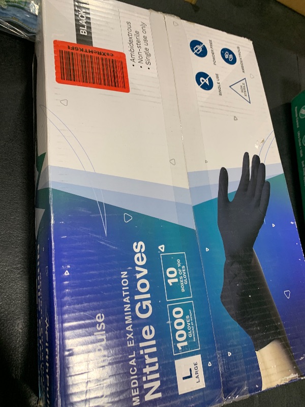 Photo 1 of Black Large Nitrile Gloves Case of 1000 - Medical Grade - Latex-Free, Powder-Free - Disposable Nitrile Gloves - Medical Exam, Lab, and Industrial Use