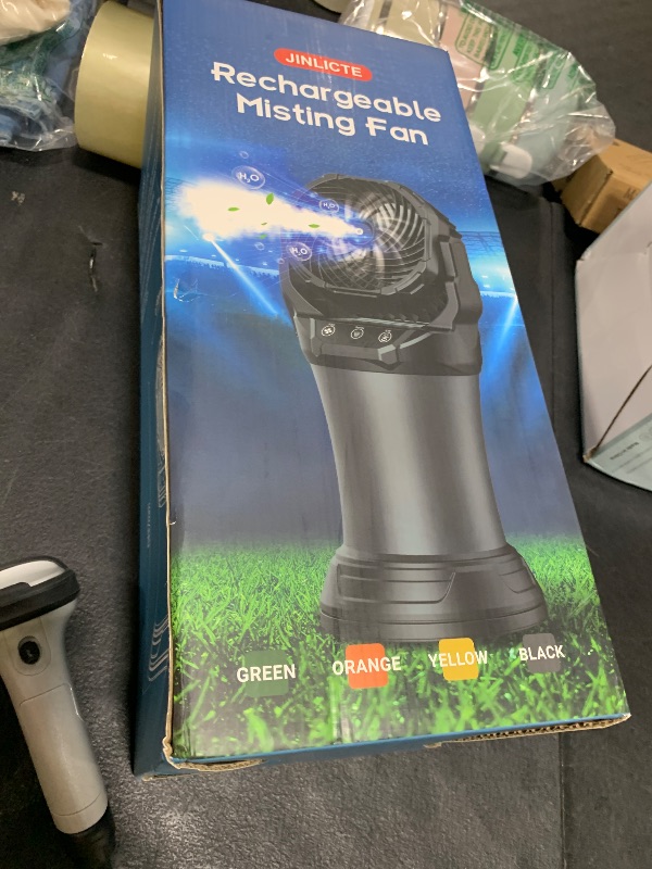 Photo 1 of 30000 mAh Portable Misting Fan with RGB Ambient Light, 2000 mL Water Tank Bucket Rechargeable Camping Mist Fan with 120° Auto Oscillating Perfect for Patios Fishing Travel Garden Party Golf Tent