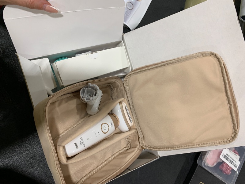 Photo 1 of Braun Epilator Silk-épil 9 Flex SkinSpa, Hair Removal Device, 360 Flex and Pivoting Head, Wet and Dry, Includes Shaver Head, Trimmer Comb, Massage Pad, Exfoliation Brush and BodyTrimmer, SES9-481 3D