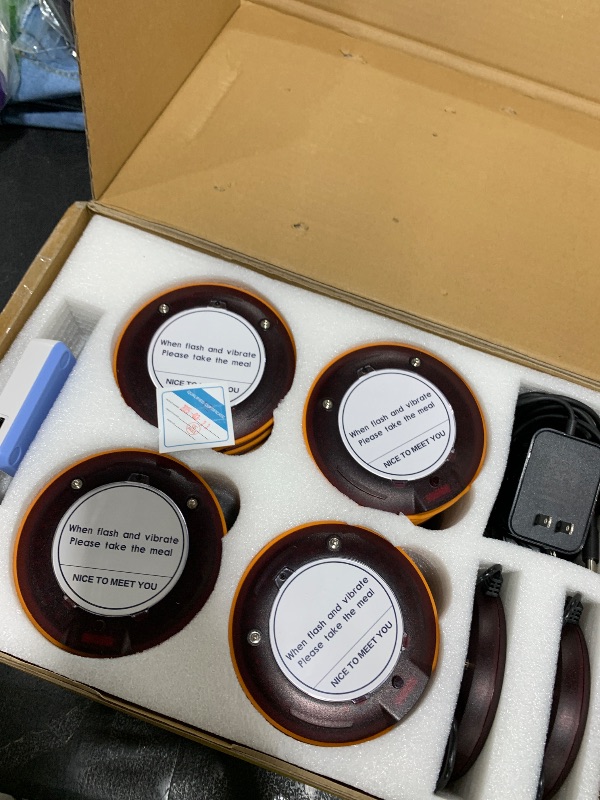 Photo 1 of Restaurant Pager System Pagers for Restaurants 24 Coaster Pagers and Beepers with Vibration Flashing Buzzer Queue Wireless Calling System for Food Truck Church Nursery Coffee Shop Bar