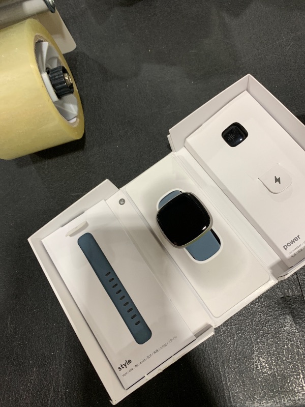 Photo 1 of Fitbit Versa 4 Fitness Smartwatch with Daily Readiness, GPS, 24/7 Heart Rate, 40+ Exercise Modes, Sleep Tracking and more, Waterfall Blue/Platinum, One Size (S & L Bands Included)