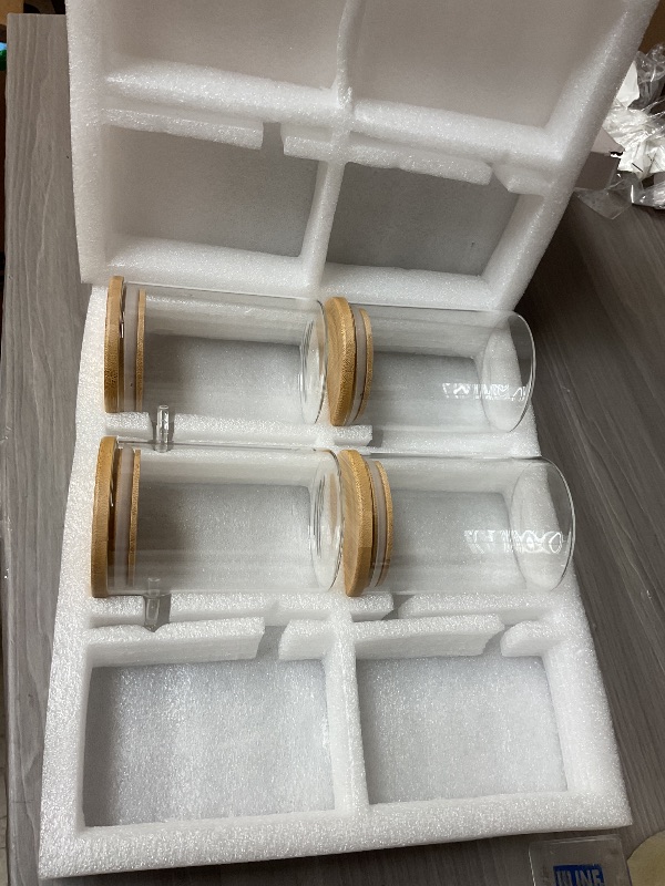 Photo 1 of SEE NOTES PICTURES……….Spreccio Set of 6 Airtight Glass Jars with Bamboo Lids and Spoons, 22 OZ Overnight Oats Containers with Lids,Glass Food Storage Jars Perfect for Coffee, Tea, Sugar, Spices, Beans, and More