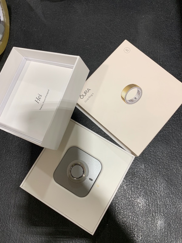 Photo 1 of Oura Ring 4 - Gold - Size 5 - Smart Ring - Unique Sizing, Not Standard US Ring Sizes - Size First - Sleep Tracking Wearable - Heart Rate - Fitness Tracker - Up to 8 Days of Battery Life