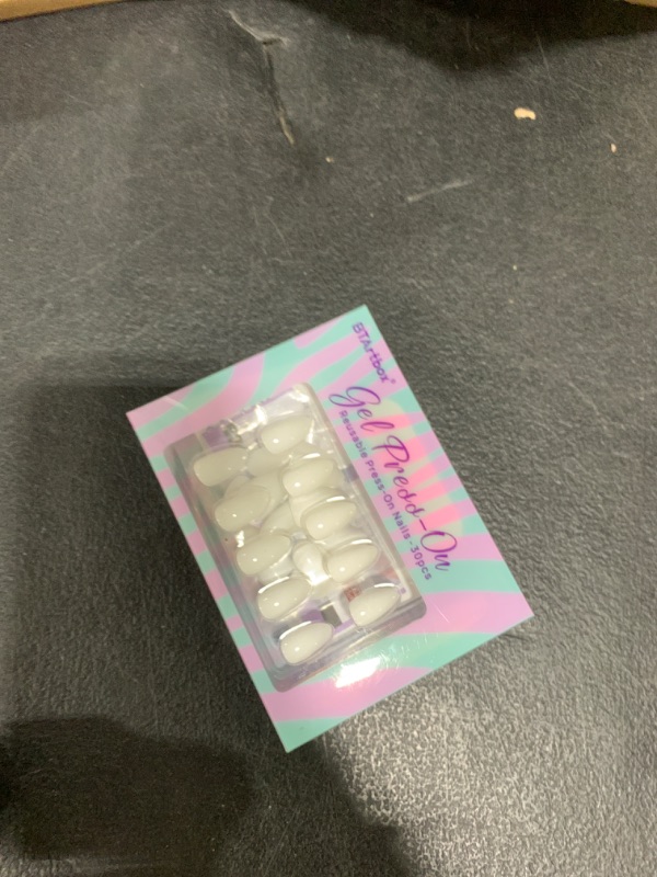 Photo 1 of BTArtbox White Press On Nails Short - Soft Gel Press on Nails Almond, White Glue on Nails with Nail Glue, Reusable Stick on Nails in 16 Sizes, Cream Puff