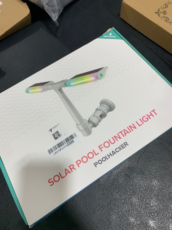 Photo 1 of ?Original? Solar Pool Fountain with 10-Color 4-Mode LED Lights – Auto Light Sensing, Above/Inground Pool Fountain Solar Lights with Remote, Dual-Head Adjustable Sprinkler, Cooling 6-15 Degrees
