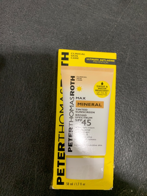 Photo 1 of Peter Thomas Roth | Max Mineral Tinted Sunscreen Broad Spectrum SPF 45 | Tinted Moisturizer with SPF, Water-Resistant Mineral Sunscreen For Sensitive Skin, 1.7 Fl Oz