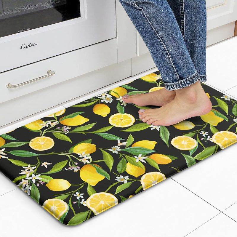 Photo 1 of Kitchen Mats Lemon Kitchen mats for Floor Anti Fatigue Mats for Kitchen Floor Cushioned Non Slip Waterproof Standing Mat for Bedroom Office Sink Laundry
