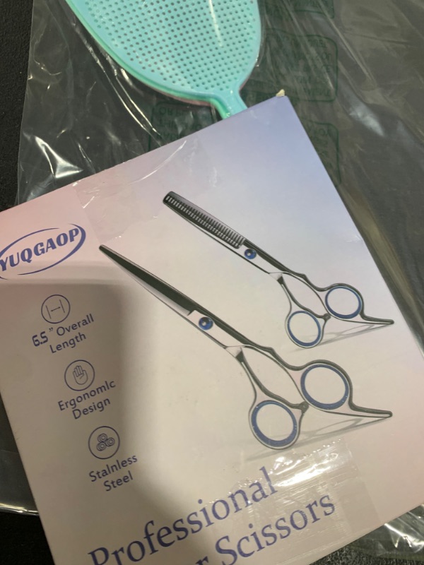 Photo 1 of YUQGAOP Hair Cutting Scissors Set, Professional Stainless Cutting Hair Scissors, Barber Hair Cutting Scissors Thinning Shears Sharp Blades Hairdresser Haircut for Women/Men/kids, LFJ1234