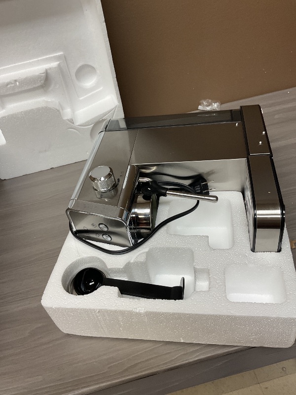 Photo 1 of Ollygrin Espresso Machine,20 Bar Semi-Automatic Espresso Maker with Milk Frother,Compact Stainless Steel Coffee Machine with 40oz Removable Water Tank for Cappuccino,Latte, Americano,Sliver for Home