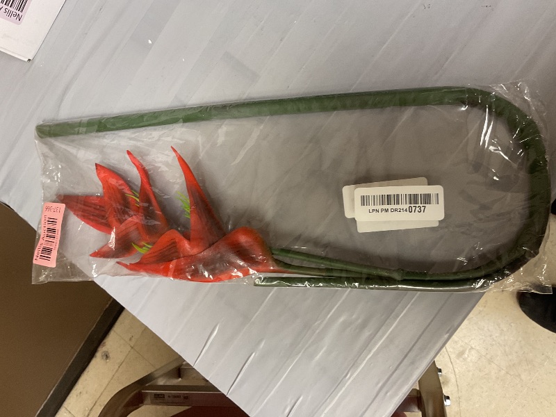 Photo 1 of 34 in/86cm Large Bird of Paradise Heliconia Stem Artificial Flowers,7 Petals Fake Flowers Permanent Flower,Greenery Plants Indoor Outside Garland Home Garden Office Verandah Wedding Decor (Red)
