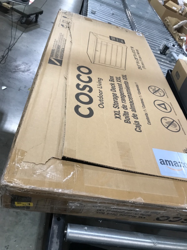 Photo 1 of Cosco Outdoor Living 180 Gallon Patio Storage Box, Extra Large, Lockable Lid, Weather-Resistant, Tan/Brown