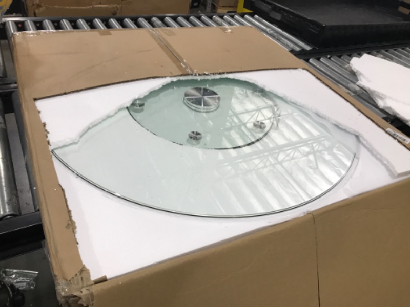 Photo 1 of 40" Large Tempered Glass Lazy Susan Turntable - Silent & Smooth Swivel Serving Plate for Dining Table Centerpiece (40inch)
