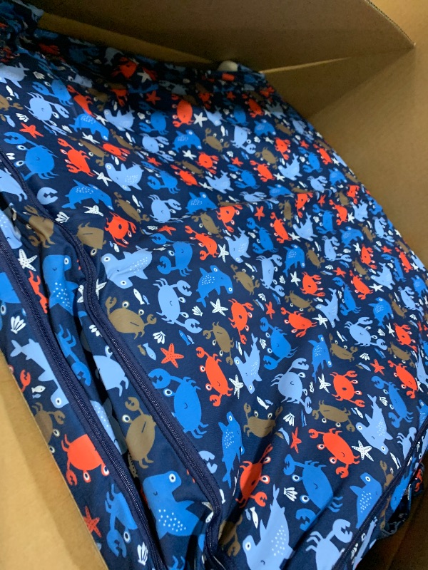 Photo 1 of Umoving 100% Cotton Lining Portable Foldable Toddler Travel Bed - Soft Foam Floor Bed with Washable Cover, Safe and Comfortable Toddler Crib, Ocean Blue
