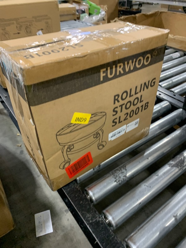 Photo 1 of FURWOO Low Roller Seat PU Leather Rolling Stool with Wheels for Manicure, Mechanic,Home Office, Garage Shop color of chair is white. stock photo for reference 