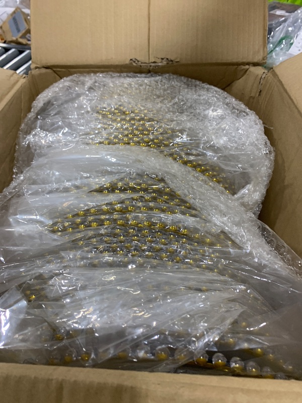 Photo 1 of Tioncy 50 Set Clear Charger Plates Bulk Includes 50 Clear Beaded Charger Plates 13" and 50 Napkin Rings Plastic Dinner Table Decorative for Wedding, Party, Tabletop Decoration(Beaded Ring,Gold)