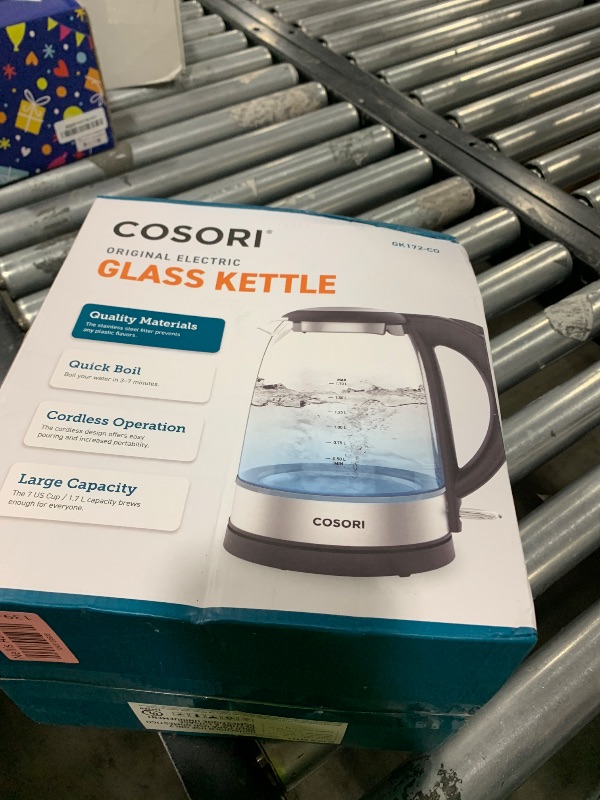 Photo 1 of Cosori Electric Kettle, No Plastic Filter & Spout, 1.7L Tea Kettle & Hot Water Boiler For Coffee & Tea, Water Heater & Teapot, Automatic Shut Off, Borosilicate glass, Black, 1500W
