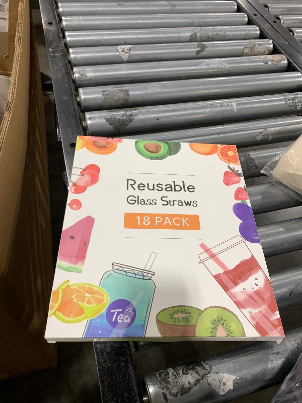Photo 1 of [22 Pcs] Reusable Glass Straws Shatter Resistant - Size 12"x8mm,9"x8mm,6"x8mm Including 9 Straight and 9 Bent Clear Glass Straws with 4 Cleaning Brush for 20 30 40 oz Tumblers,Cocktail,Coffee,Juice