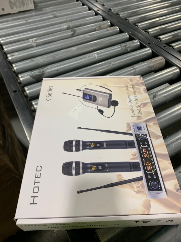 Photo 1 of HOTEC UHF Wireless Microphone System with Dual Lapel/Lavalier and Headset Microphones Over PA, Mixer, Speaker, Karaoke Machine for Church, Training, Classroom, Interview (H-K25)