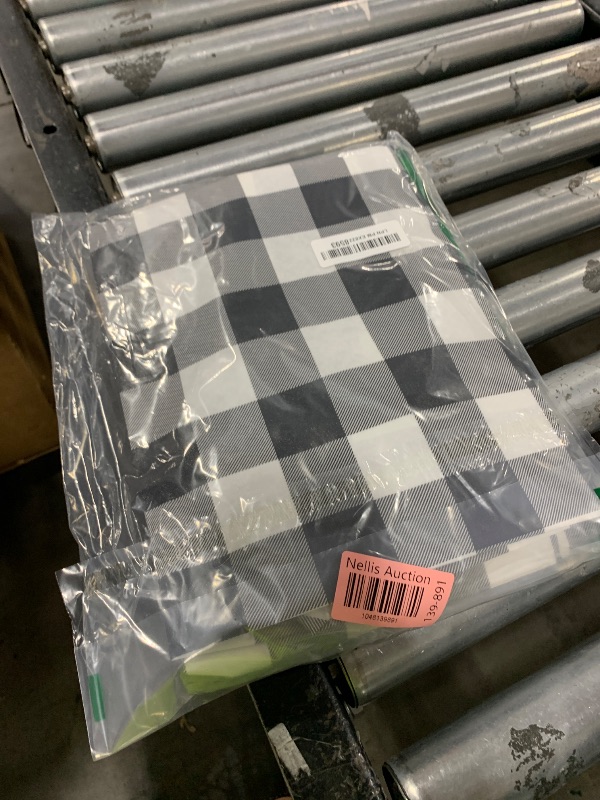 Photo 1 of Smiry Rectangle Picnic Table Cloth, Elastic Waterproof Fitted Vinyl Tablecloths, Flannel Backed Buffalo Plaid Table Covers for Dining, Camping, Outdoor (Black and White, 30" x 72")
