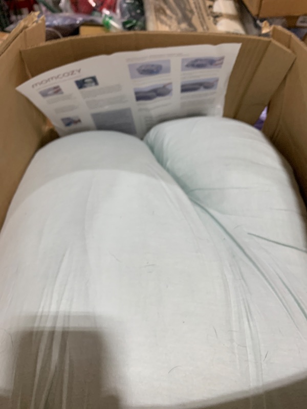 Photo 1 of Momcozy Pregnancy Pillows for Sleeping, U Shaped Full Body Pillow 57 Inch for Pregnant Women with Back, Hip, Leg, Belly Support, Washable Jersey Cotton Cover Included, Light Blue