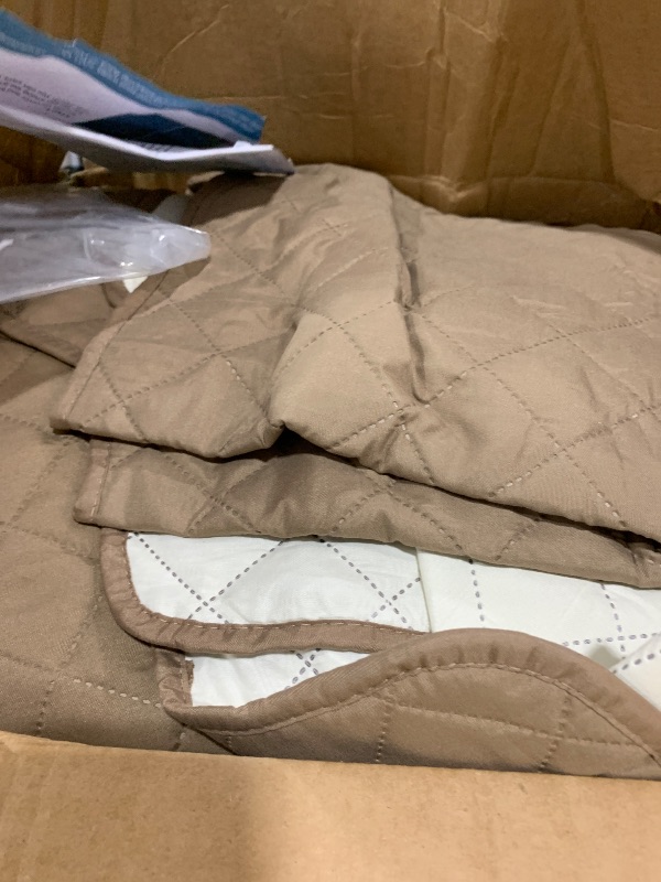 Photo 1 of H.VERSAILTEX Reversible Quilted Sofa Cover Water Resistant Sofa Slipcover Washable Couch Cover with Non Slip Elastic Strap Furniture Protector for Kids, Dogs, Pets(Sofa, Taupe Brown/Beige)