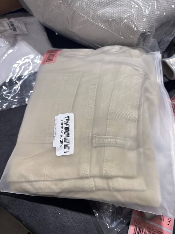 Photo 1 of Atditama Capri Wide Leg Jeans for Women Stretchy High Waisted Straight Leg Cropped Denim Pants with Patch Pocket Khaki US 14
