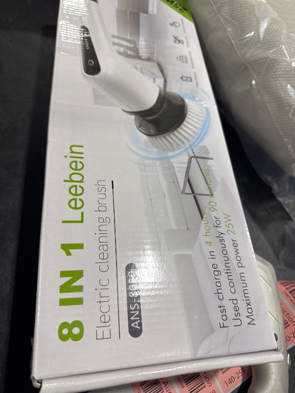 Photo 1 of Leebein Electric Spin Scrubber, Cordless Cleaning Brush with 8 Replaceable Brush Heads, Tub and Floor Tile 360 Power Scrubber Dual Speed with Adjustable & Detachable Handle for Bathroom Kitchen Car
