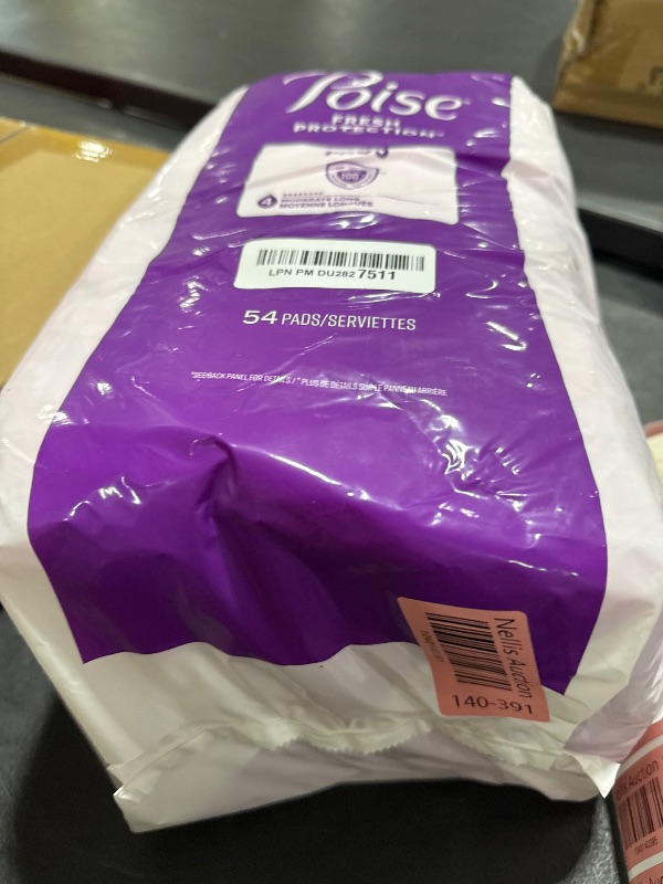 Photo 1 of Poise Incontinence & Postpartum Pads for Bladder Leaks, 4 Drop Moderate Absorbency, Long Length, 108 Count, Packaging May Vary
